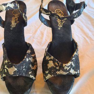 Pleasers Size 7.5  Black 6 inch heel straps  Worn